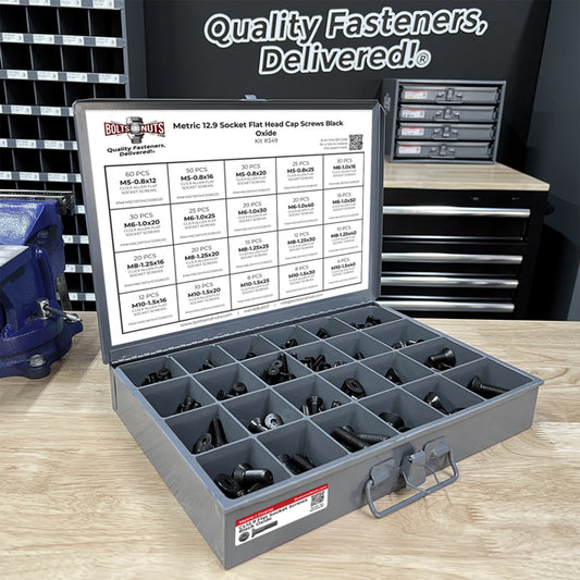Metric Class 12.9 Flat Socket Screws Black Oxide - 453 PCS