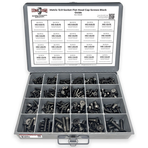 Metric Class 12.9 Flat Socket Screws Black Oxide - 453 PCS