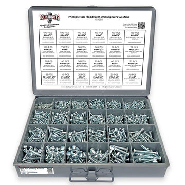 Inch Phillips Pan Head Self Drilling Screws Zinc Assortment - 1421 PCS