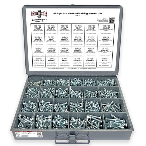 Inch Phillips Pan Head Self Drilling Screws Zinc Assortment - 1421 PCS