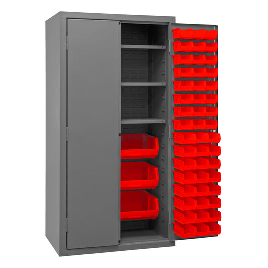 Cabinet, 3 Shelves, 102 Red Bins