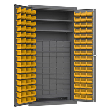Cabinet, 2 Shelves, 96 Yellow Bins