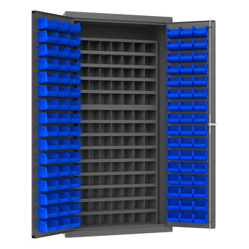 Cabinet, 96 Blue Bins, 112 Steel Bins