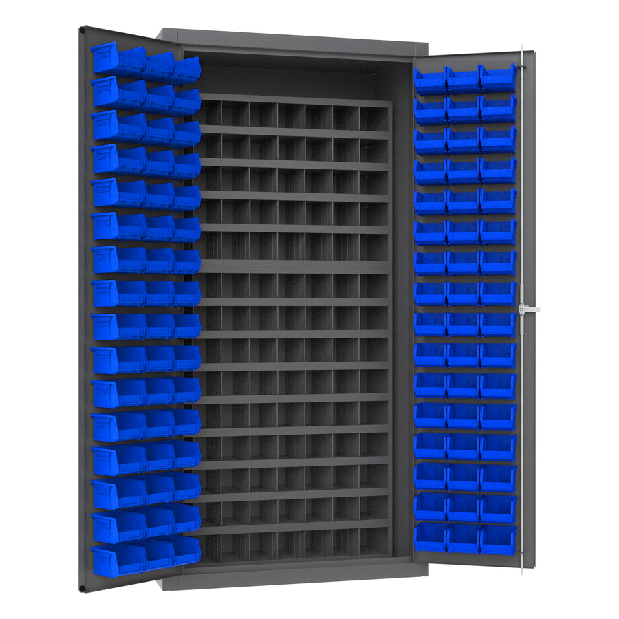 Cabinet, 96 Blue Bins, 112 Steel Bins