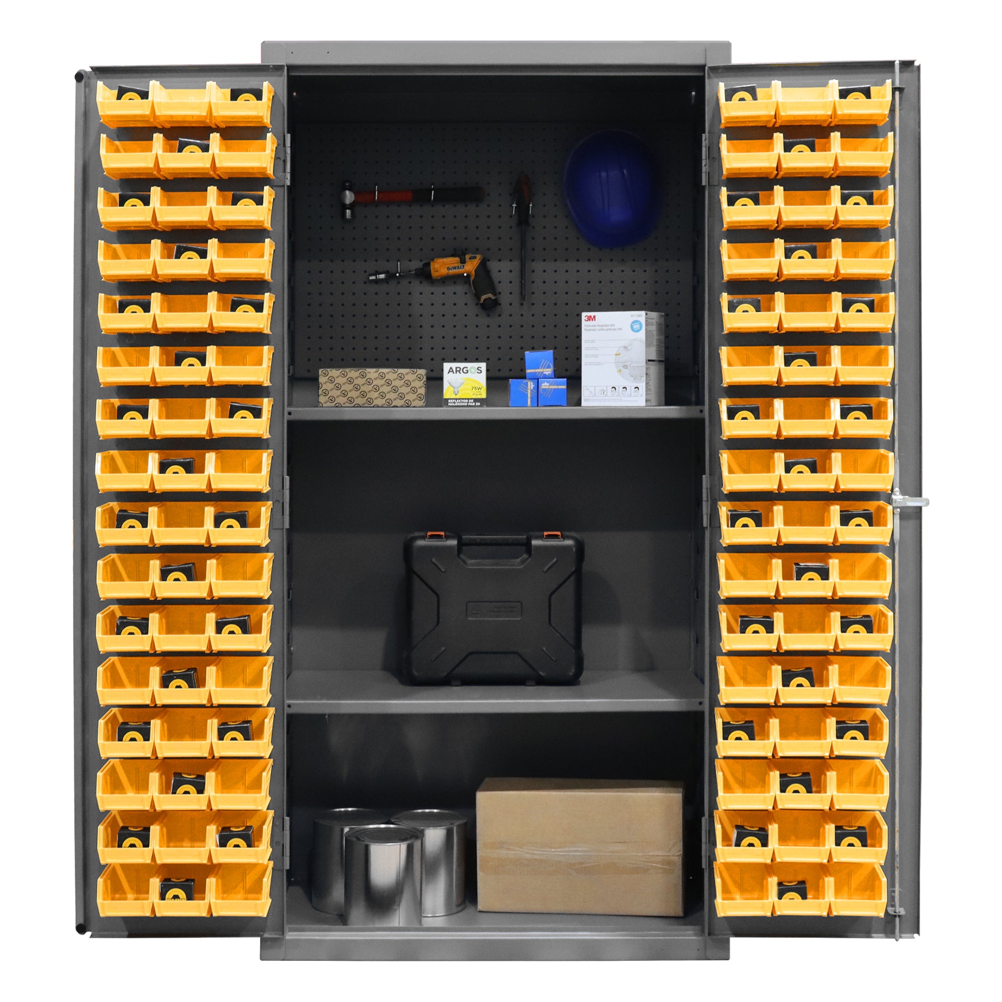 Pegboard Cabinet, 2 Shelves, 96 Bins