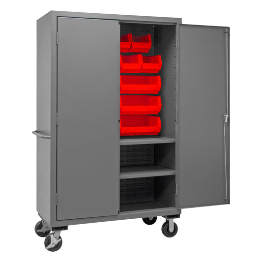 Mobile Cabinet, 2 Shelves, 18 Red Bins
