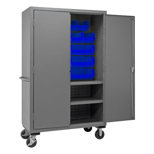 Mobile Cabinet, 2 Shelves, 18 Blue Bins