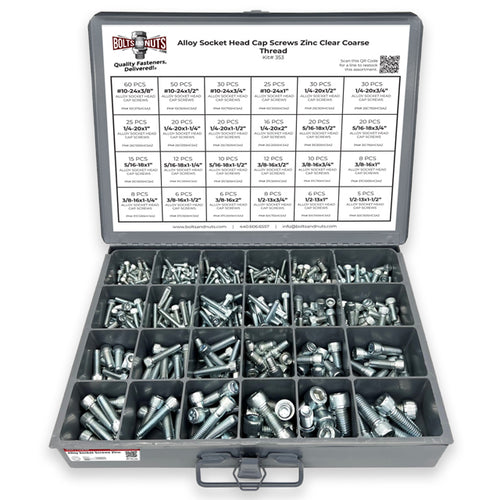 Alloy Socket Head Cap Screws Zinc Clear Coarse Thread - 453 pcs