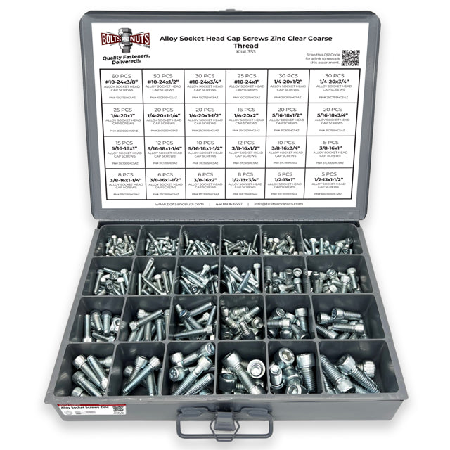 Alloy Socket Head Cap Screws Zinc Clear Coarse Thread - 453 pcs