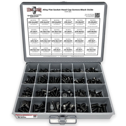 Alloy Flat Socket Head Cap Screws Black Oxide - 453 pcs