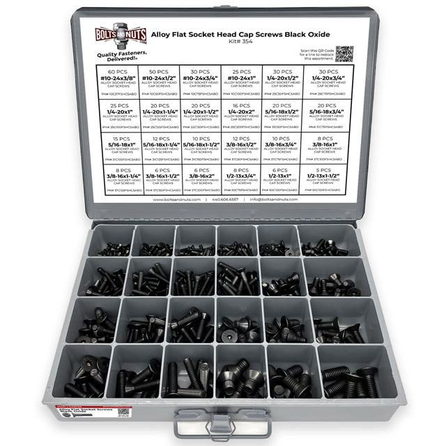 Alloy Flat Socket Head Cap Screws Black Oxide - 453 pcs