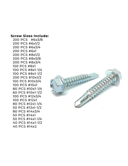 Unslotted Hex Washer Head Self Drilling Screws Zinc - 2930 PCS
