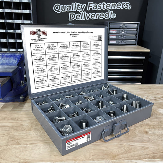 Metric A2-70 Stainless Steel Flat Socket Screws - 305 PCS