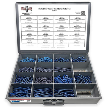 Slotted Hex Washer Head Concrete Screws Assortment - 765 PCS
