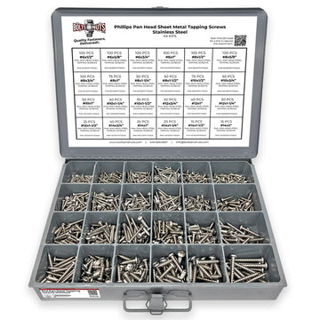 Stainless Phillips Pan Head Sheet Metal Self Tapping Screws Assortment - 1396 PCS