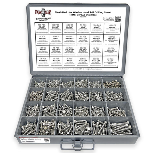 Stainless Unslotted Hex Washer Head Self Drilling Screws - 1336 PCS