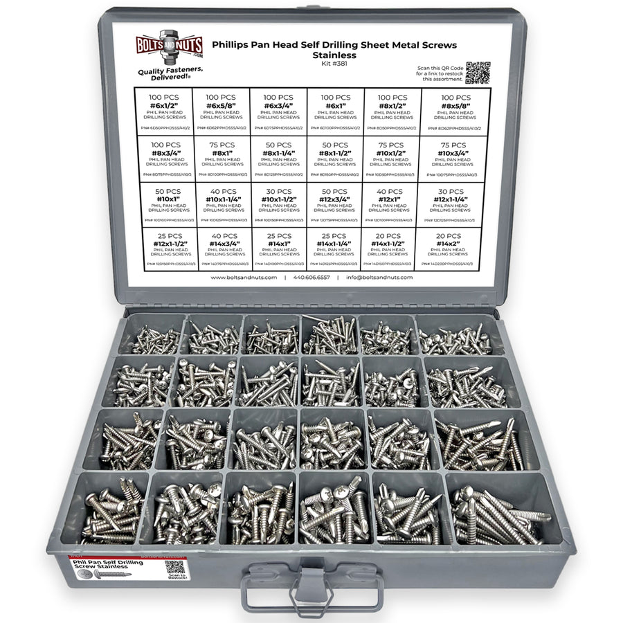Phillips Pan Head Self Drilling Sheet Metal Screws Stainless  - 1421 PCS