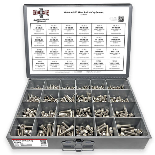 Metric Stainless Steel A2-70 Allen Socket Cap Screws - 905 PCS