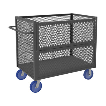 3 Sided Mesh Truck, 1 Shelf, Drop Gate