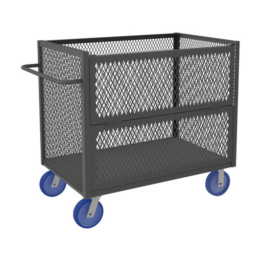 3 Sided Mesh Truck, 1 Shelf, Drop Gate