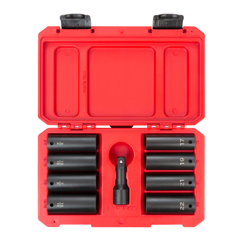 1/2 Inch Drive Deep Impact Lug Nut Socket Set with Case, 9-Piece (3/4 - 15/16 in., 17 - 22 mm)