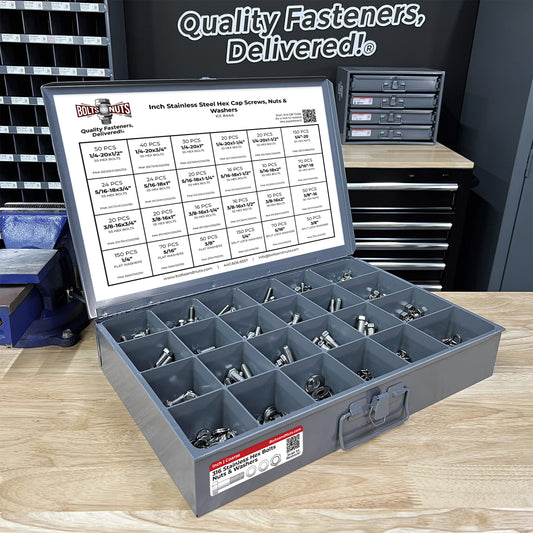 Inch 316 Stainless Steel Hex Cap Screws, Nuts & Washers - 1147 PCS