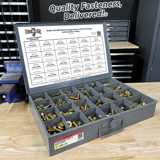 Metric Class 10.9 Hex Flange Frame Bolts & Nuts Assortment Zinc Yellow- 739 PCS