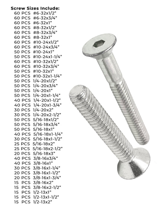 Stainless Steel Flat Head Socket Cap Screws - 1656 PCS