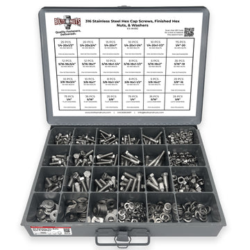 Inch 316 Stainless Hex Cap Screws, Hex Nuts, Flat & Lock Washers - 574 PCS