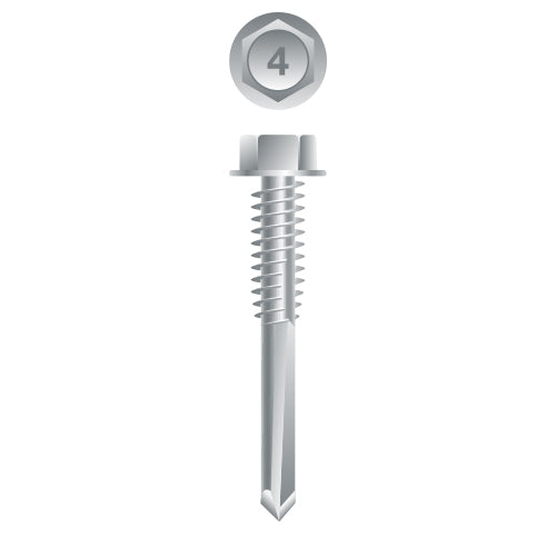 #12 Strong-Point Hex Washer Head 12-24 x 1-1/2, 410 Stainless Steel