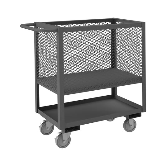 4 Sided Mesh Low Deck Truck, 2 Shelves