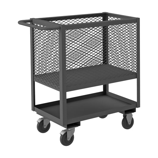 4 Sided Mesh Low Deck Truck, 2 Shelves