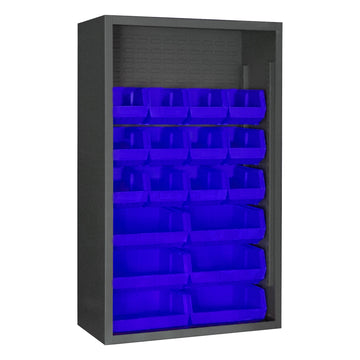 Enclosed Shelving, 18 Blue Bins