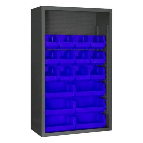 Enclosed Shelving, 18 Blue Bins