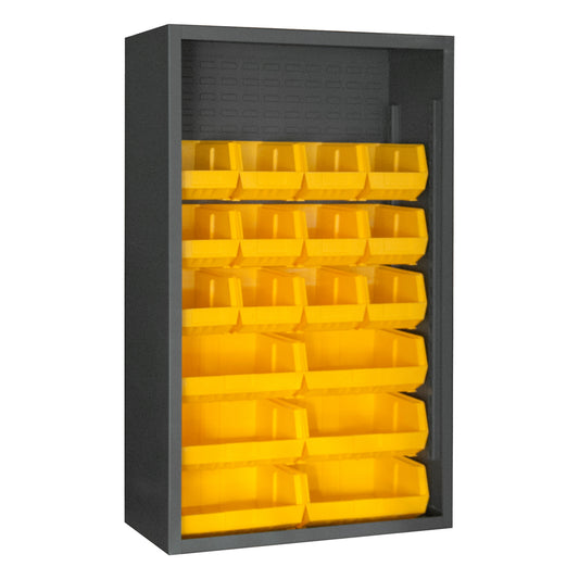 Enclosed Shelving, 18 Yellow Bins