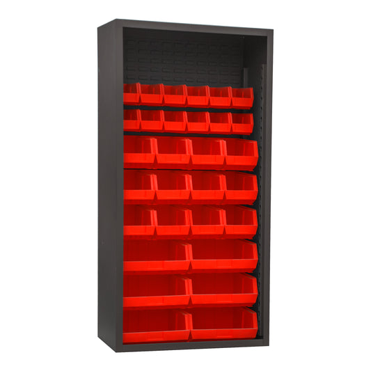 Enclosed Shelving, 30 Red Bins