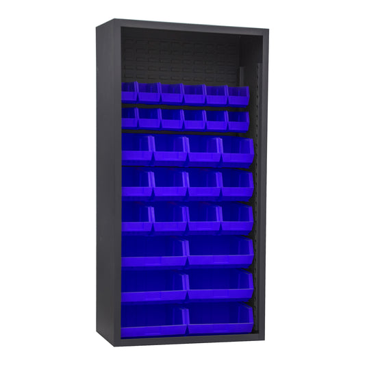Enclosed Shelving, 30 Blue Bins