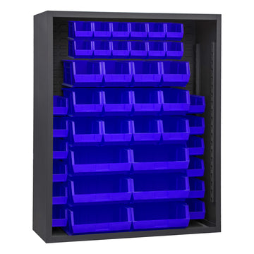 Enclosed Shelving, 42 Blue Bins