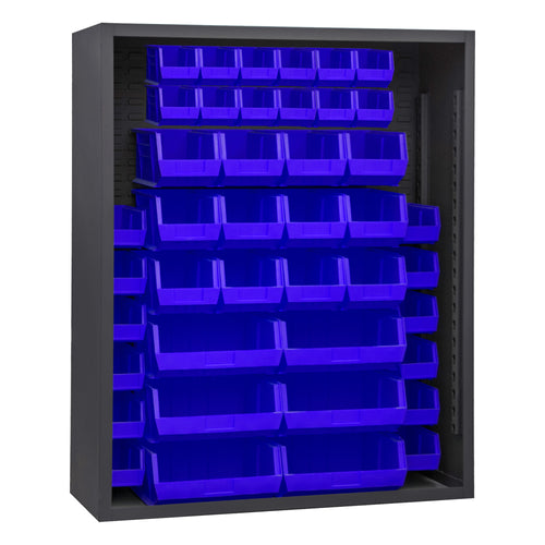 Enclosed Shelving, 42 Blue Bins
