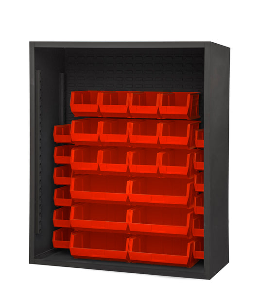 Enclosed Shelving, 30 Red Bins