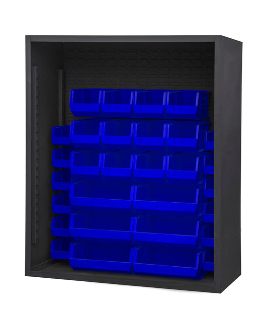 Enclosed Shelving, 30 Blue Bins