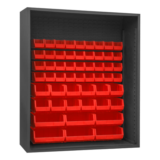 Enclosed Shelving, 54 Red Bins