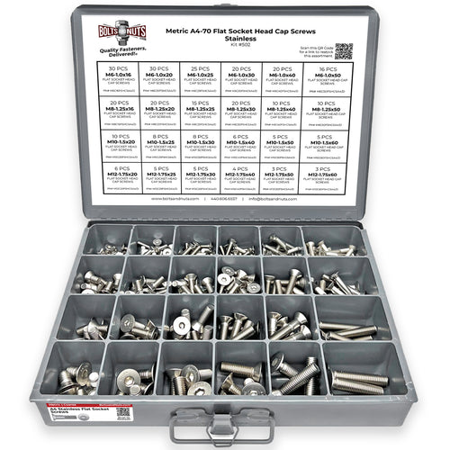 Metric A4-70 Stainless Steel Flat Socket Screws - 305 PCS