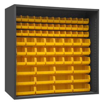Enclosed Shelving, 72 Yellow Bins