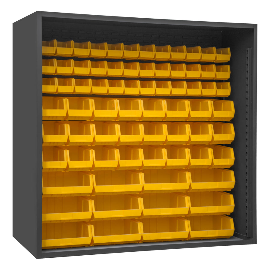 Enclosed Shelving, 72 Yellow Bins
