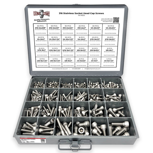 Inch 316 Stainless Steel Allen Socket Head Cap Screws Bolts Assortment - 453 PCS