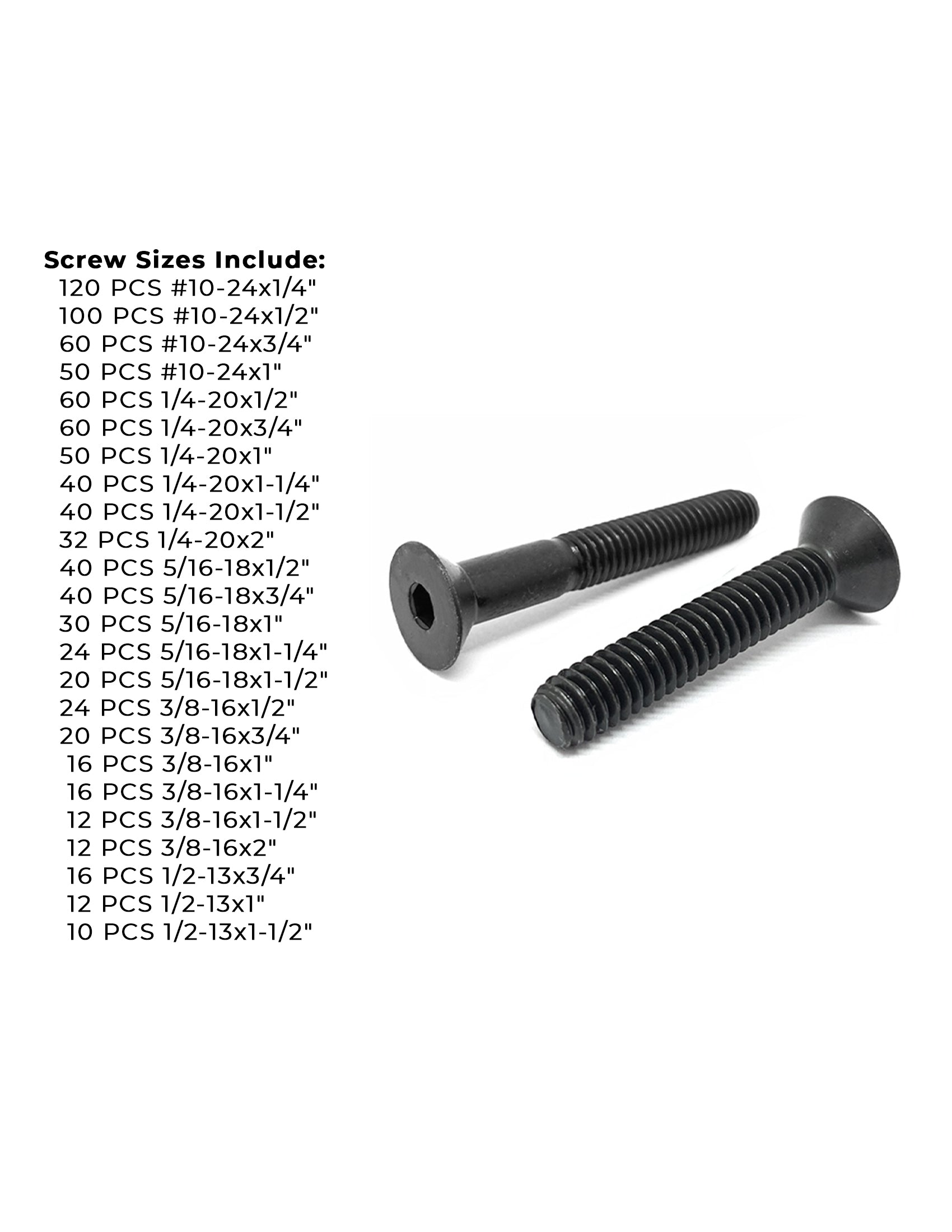 Alloy Flat Socket Head Cap Screws Black Oxide - 905 pcs