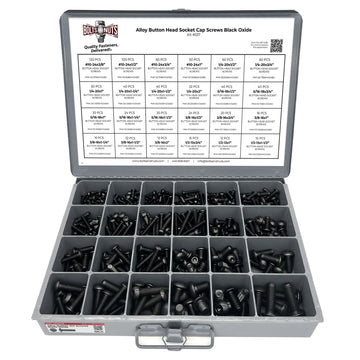 Alloy Allen Button Head Socket Cap Screws Bolts Black Oxide Assortment - 905 PCS