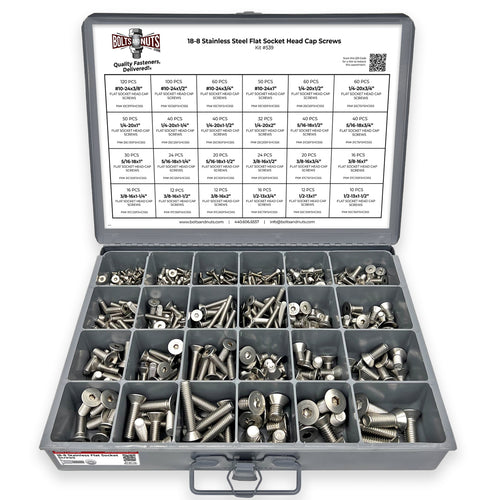 18-8 Stainless Steel Flat Socket Head Cap Screws Coarse Thread - 905 pcs