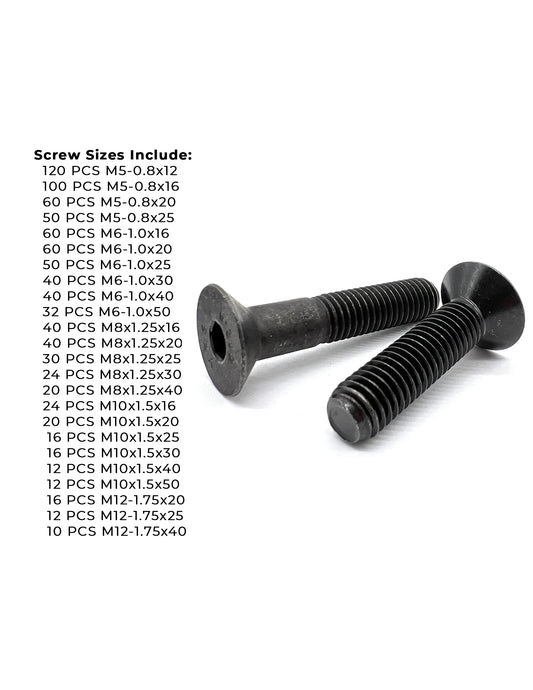 Metric Class 12.9 Flat Socket Screws Black Oxide - 904 PCS